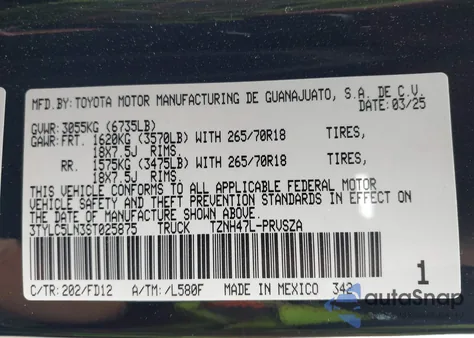 2025 Toyota Tacoma Hybrid Trd Off Road from USA, damaged, VIN 3TYLC5LN3ST025875